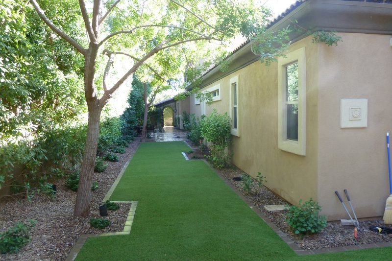 Pet-friendly artificial turf side yard at a Phoenix-area home